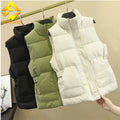Fengway Custom Winter Women's Solid Short Jacket Vest Thick Warm Sleeveless Bubble Coat Turtleneck Zipper Puffer Breathable