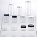 30ml 50ml 100ml 120ml 200ml 250ml Cosmetic Packaging Clear Black Pet Plastic Cream Jars