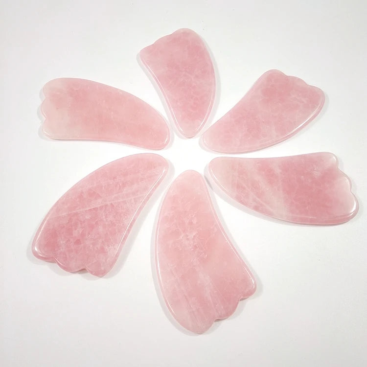 HZ Jade Roller Gua Sha Set Facial Beauty Tool Rose Quartz Roller pink Crystal Face-lift Tool