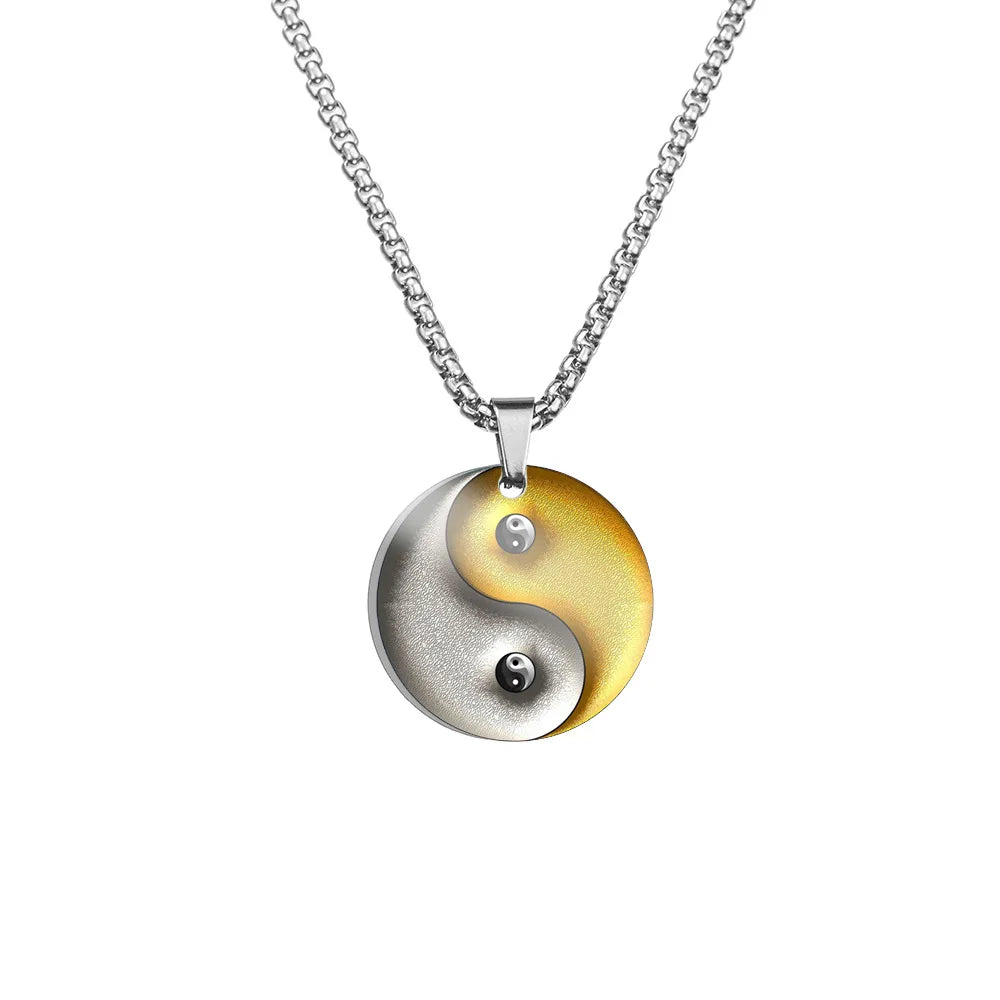 Wholesale 2024 New Tai Chi Gossip Yin Yang Fish Gift Jewelry Color Printing Stainless Steel Necklace Pendant