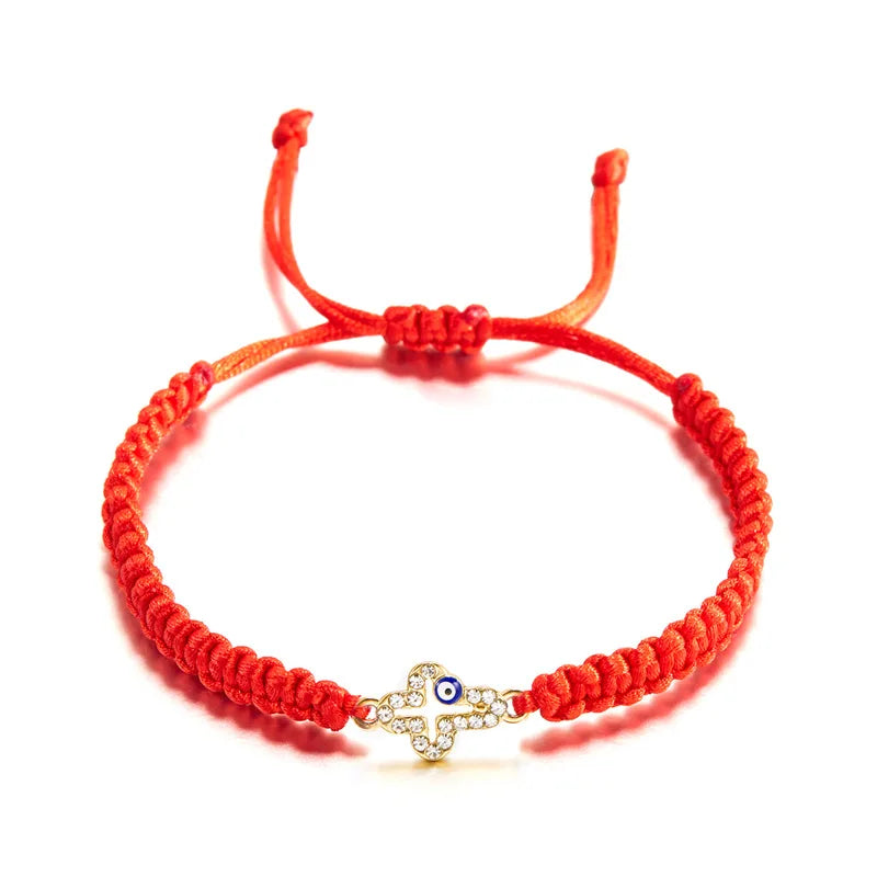 LC20231224 Wholesale Latest Fashion Handmade Blue Evil Eye Rope Red String Cross Charm