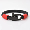 Wholesale Handmade Stainless Steel Matt Black Shackle Bracelet Nautical Rope Bracelets for All Size Men