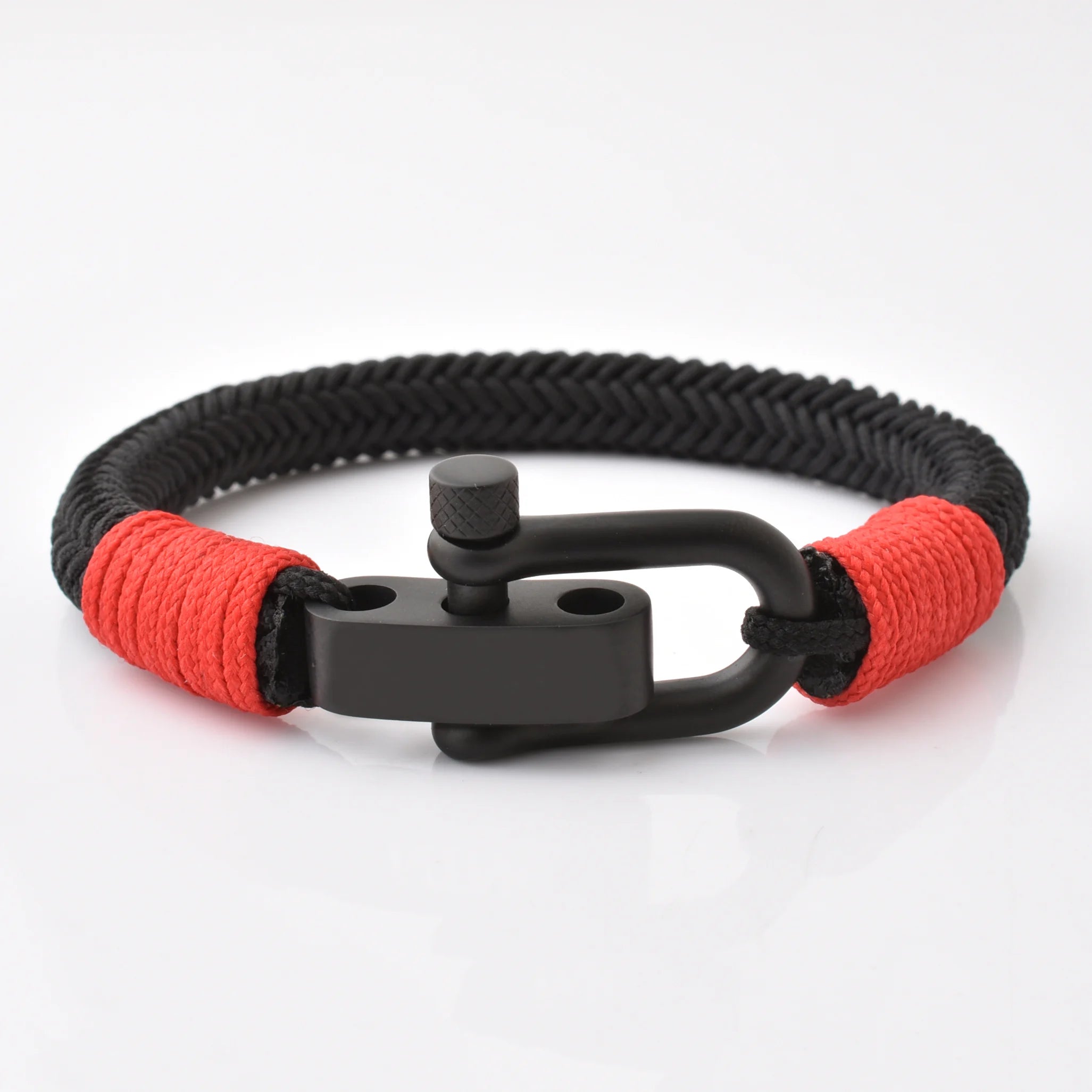 Wholesale Handmade Stainless Steel Matt Black Shackle Bracelet Nautical Rope Bracelets for All Size Men