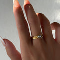 Dazan Autumn Winter New Ins Trendy 18k Pvd Gold Plated Stainless Steel Tarnish Free Polished Natural Pearl Minimalist Ring Women