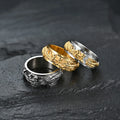 Aesthetic Black Long Dragon Engraving Charm Rotatable Spinner Anti Pressure & Anxiety Gift Fidget Rings Jewelry for Men Boys