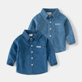 New Boys Luri Denim Shirt 100% Cotton O-Neck Long Sleeve Casual Solid Color Children's Clothing