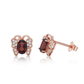 YBO Cute Butterfly Animal Stud Earrings Mini S925 Silver Gemstone with Natural Garnet CZ Gold Plated for Parties