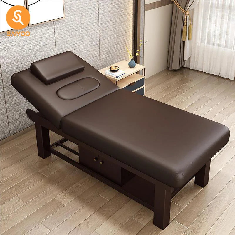 Premium Comfort Massage Bed with Wooden Frame and Adjustable Backrest