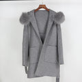 OFTBUY 2024 Real Fur Coat Winter Jacket Women Loose Natural Fox Fur Collar Cashmere Wool Blends Outerwear Streetwear Oversize
