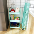 Foldable Cart Free Installation 3 Layers Mobile Folding Storage Cart Metal Folding Hand Cart