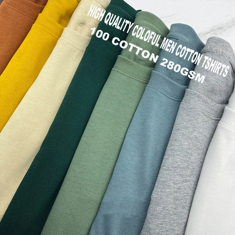 280g Heavy Cotton Oversize Blank T Shirt 100% Cotton Custom Puff Print Logo Plain Drop Shoulder T Shirt for Men