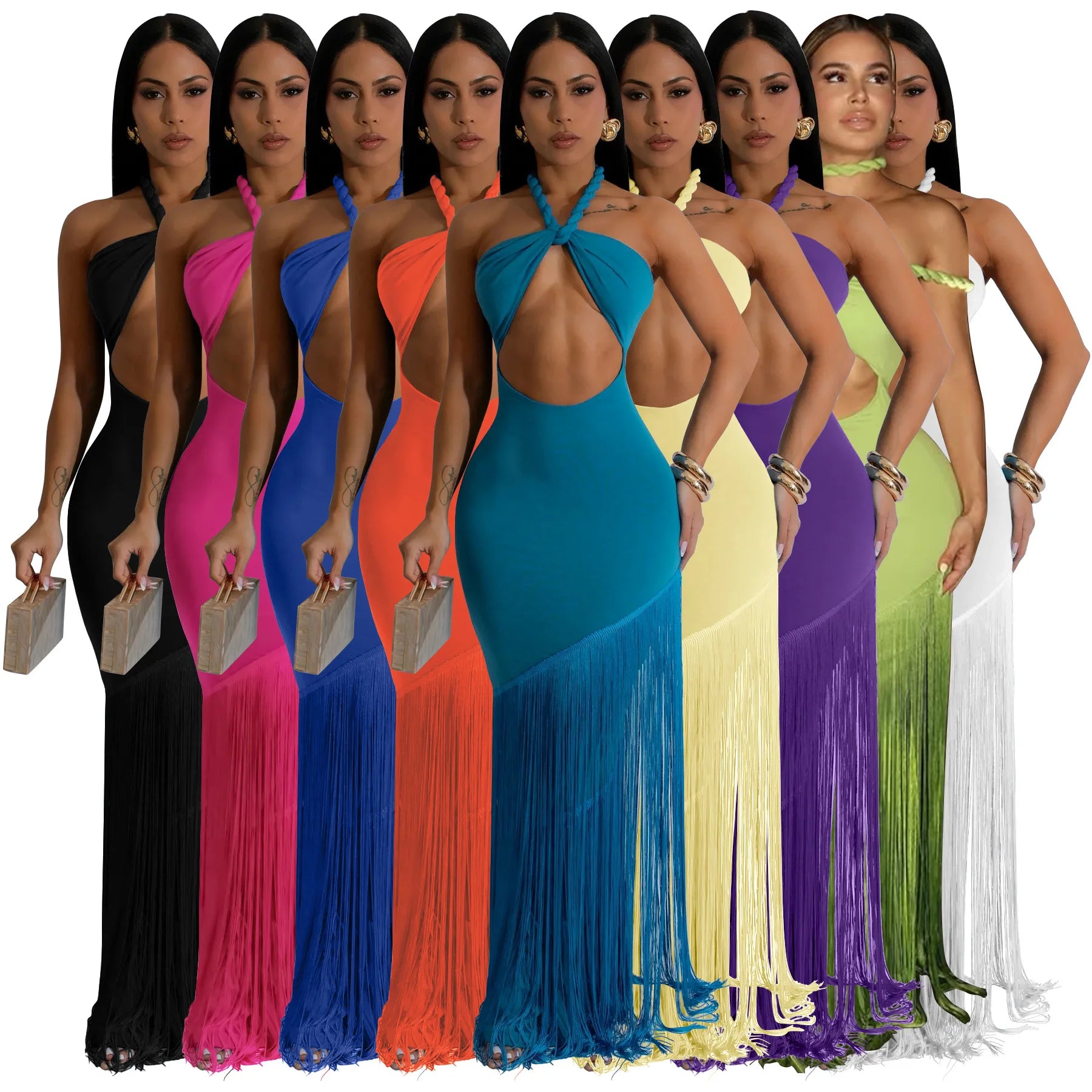 Summer Hot Sale Women Fashion Dress Sexy Halter Sleeveless Long Dress for Women Casual Elegant Dresses
