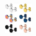 Trendy Stainless Steel Earring Jewelry Unisex Butterfly Clasp Round Plate Earring Stud for Men and Women