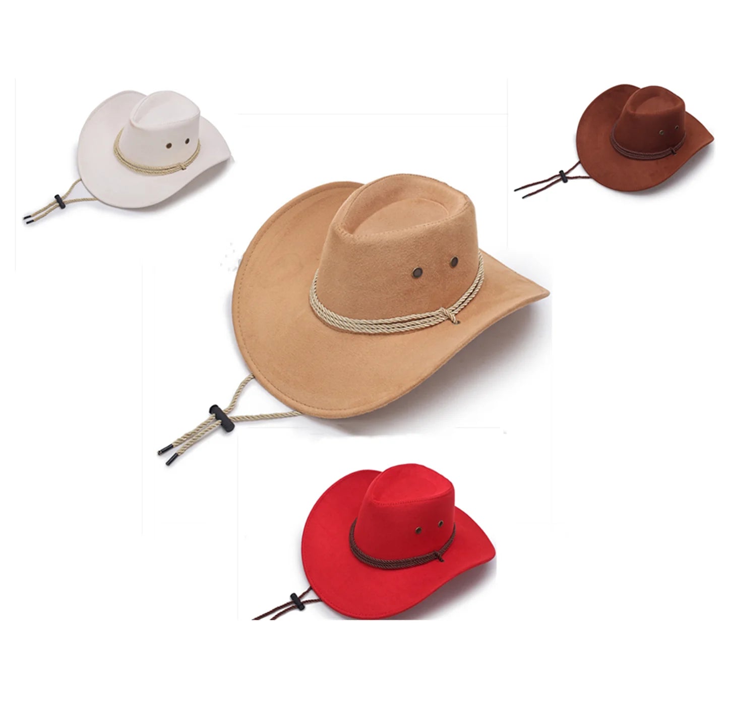 Unisex Fashion Western Wide Brim Cowboy Hat Belt Hats