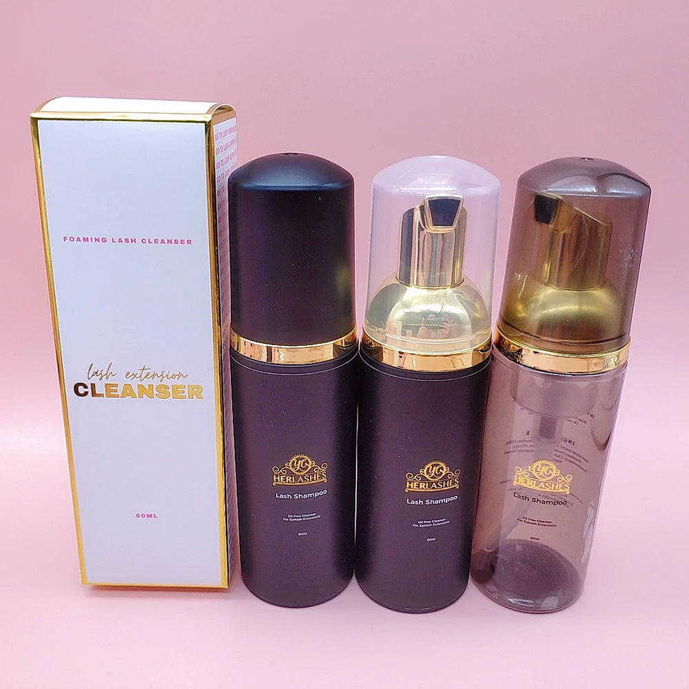 Rich Foam Custom Label Concentrated Lash Shampoo Cleanser Bottles With Foaming Brush Shampoo Eyelashes Bottles
