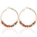 2025 Crystal Custom Hoop Seed Bead Tassel Earrings Women Big Hoop Earrings Gold Plated