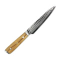 Yangjiang Amber 5 Inch Damascus AUS10 Utility Fruit Peeling Knife with Olive Wood Handle Full Tang
