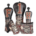 Wholesale PU Leather Black Skulls K Golf Headcovers Luxury Club Putter Driver Cover and Wood Golf Head Covers