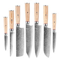 7 Pcs Damascus Kitchen Knives Set 67 Layer Damascus Steel Chef Kiritsuke Santoku Boning Utility Paring Knife