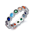 YFN Jewelry 925 Sterling Silver Cubic Zircon Seven Color Chakra Ring for Women