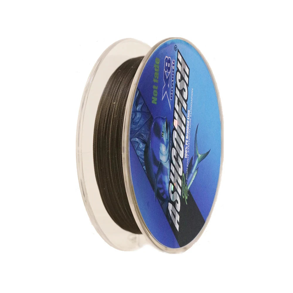 Ashconfish Never faded black color 8 strands super strong pe wire cord saltwater 100m 300m fishing tackle 130 150 200 250 300LB
