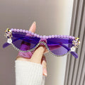 Oculos De Sol Feminino Crystal Pearl Sunglasses Fashion Colors Lenses Water Diamond Metal Eye Diamond Sunglasses