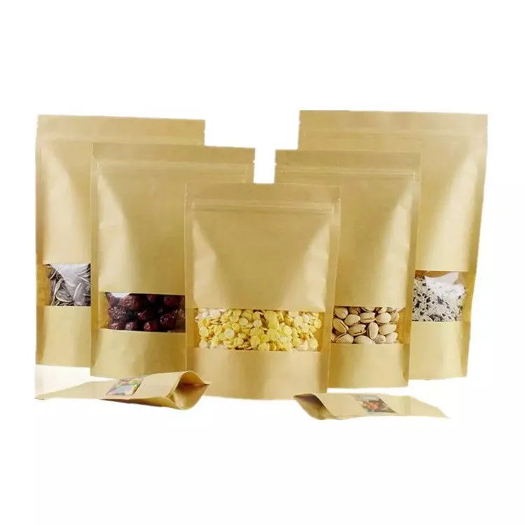 Custom Logo Aluminium Foil Resealable Packaging Printing Product Reusable Ziplock Food Bag Matte Black Kraft Paper Stand Pouch