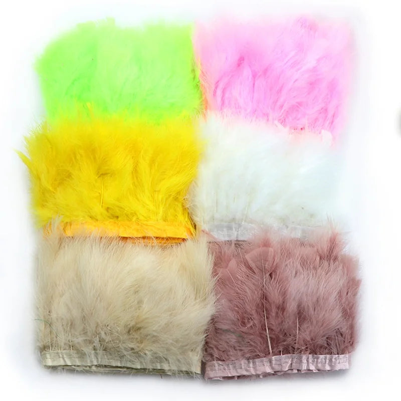 Gold Supplier Wholesale Multi-Colored Fluffy 15-20CM Turkey Marabou Feathers Fringe Trim Dyed Pattern for Sale for Decorations