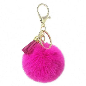 Fashion Cute Gift Plush Pendants Fluffy Fur Puff Ball Pom Pom Key Chain Korean Velvet Tassel Key Chains Fluffy Pompoms Key Rings