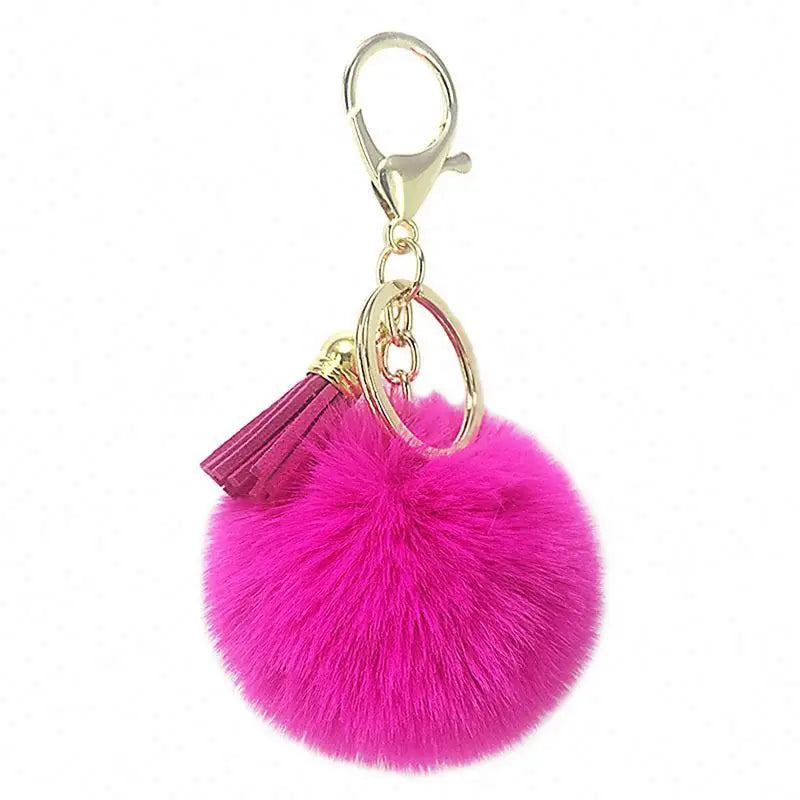 Fashion Cute Gift Plush Pendants Fluffy Fur Puff Ball Pom Pom Key Chain Korean Velvet Tassel Key Chains Fluffy Pompoms Key Rings
