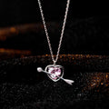 Daidan Zircon Heart Necklace Pink Necklace 925 Silver Pink Heart Stone Cupid Necklace