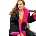 Waterproof Windproof Surf Poncho Adult Hooded Changing Robe with Soft Warm Lining Oversize Changing Poncho Fabric Canvas Men