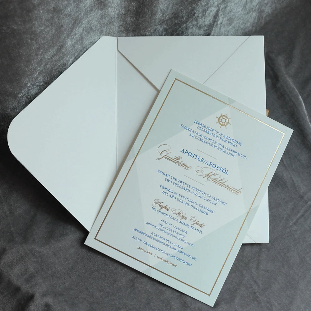 Customized AU Style Paper Wedding Invitation Gold Foiling Wedding Invite with Envelope