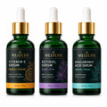 MEIZCOS Vitamin C Retinol Hyaluronic Acid Serum Trio 30ml Green Bottle Brightening Firming Hydrating Face Serum Set Daily Care