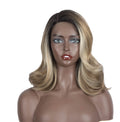 Sleek Wholesale Factory Supplier Heat Resistant Fiber Blonde Color Natural Super Body Wave Lace Front Wig Synthetic Hair Wigs