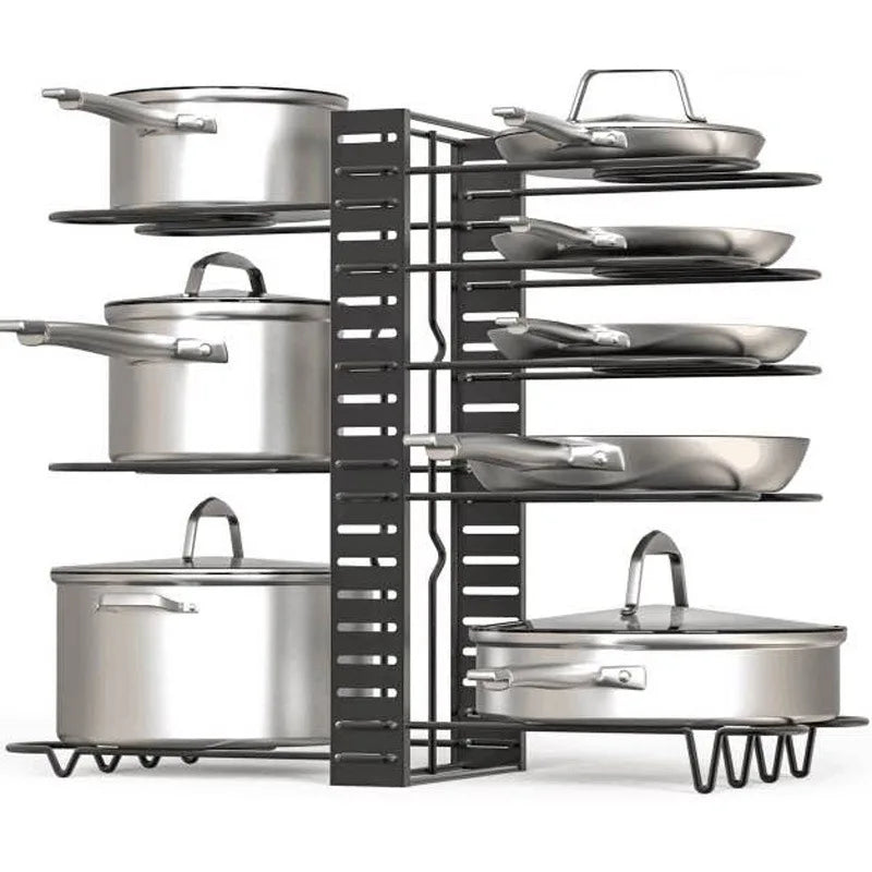 Multi-layer Metal Rack Holders Kitchen Storage Pan Shelf Stand Pot Organizer for Cabinet Pantry