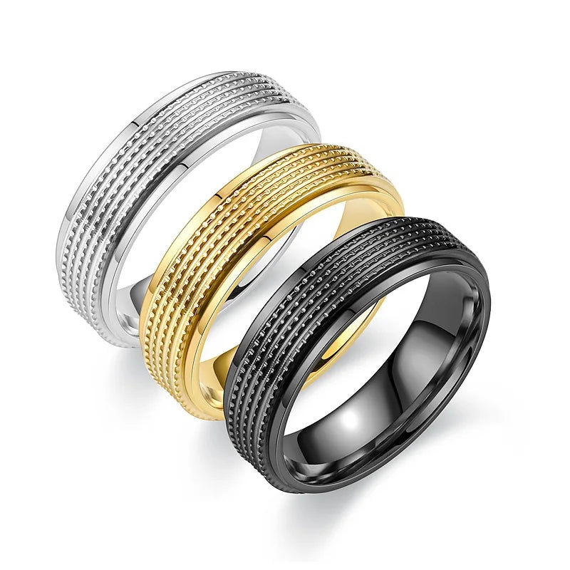 Handsome Simple Stainless Steel Ring Fashionable Pop Couple Jewelry Gift Gold Plated Casual Accessories Ring Watch Type