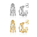 FUAMAY Gold Plated 925 Sterling Silver Drop Earrings with Zircon Claw Setting-Trendy Unisex Wedding & Party Gift
