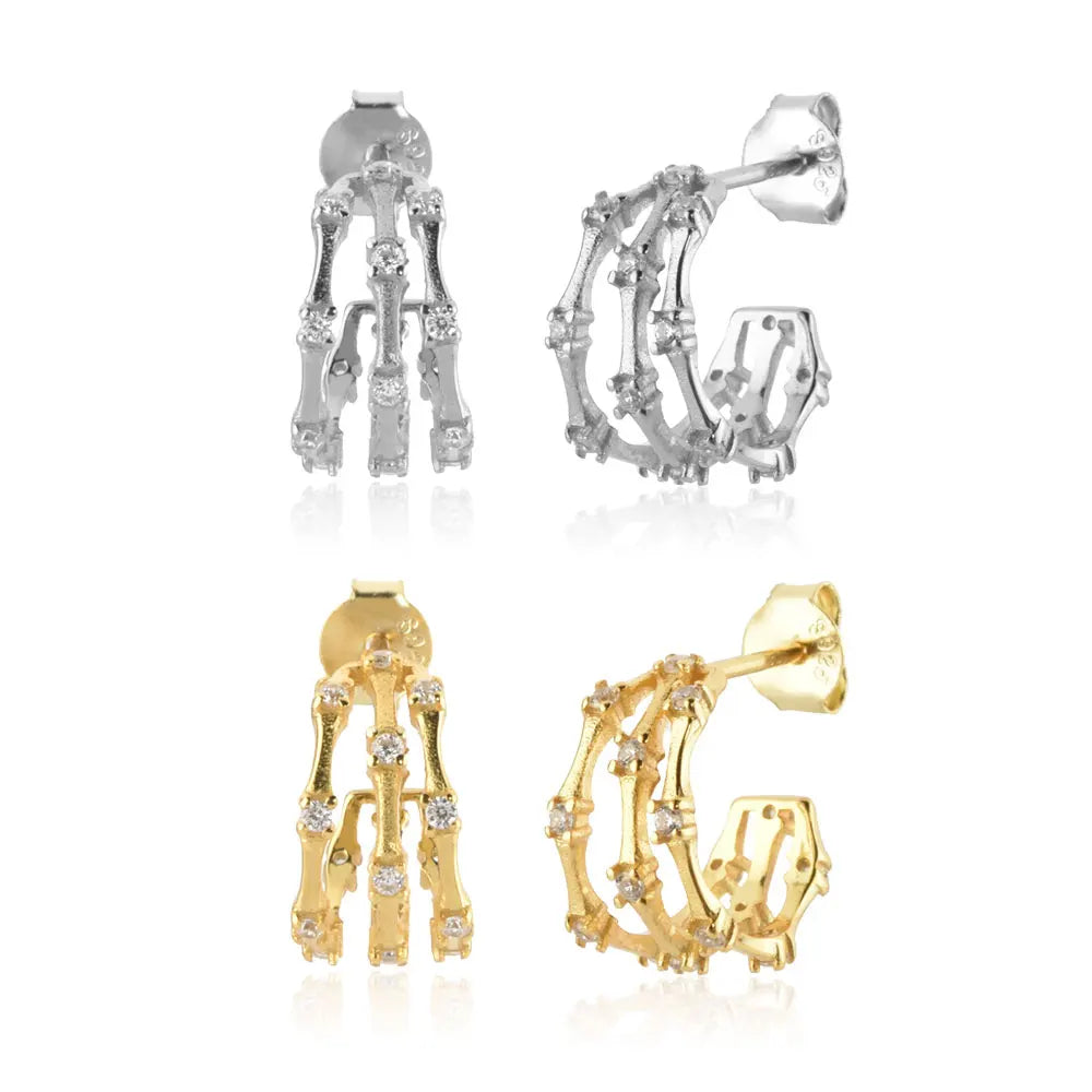 FUAMAY Gold Plated 925 Sterling Silver Drop Earrings with Zircon Claw Setting-Trendy Unisex Wedding & Party Gift