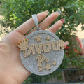 Large Disc Inlaid Alphabet Zircon Star Gold Plated Hip Hop Necklace for Men