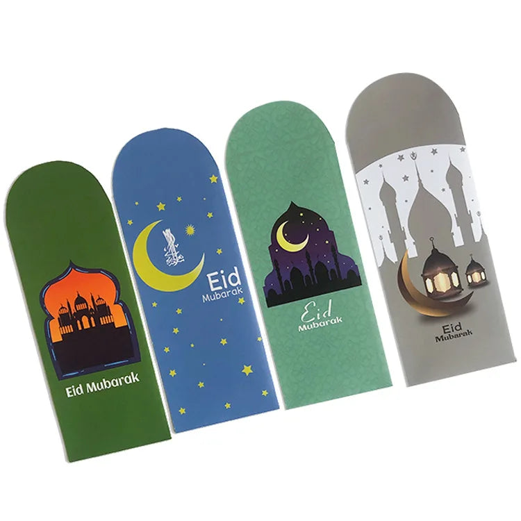 6pcs Eid Mubarak Muslim Paper Money Wallets Ramadan Cash Gift Envelopes Bag Packed