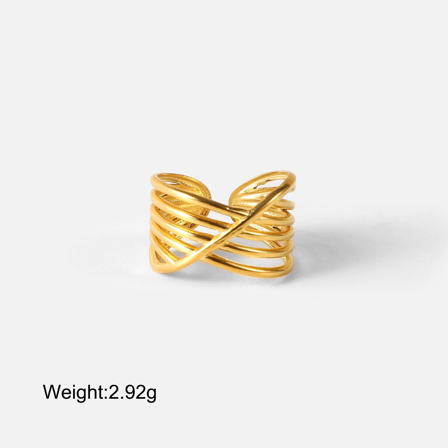 Stainless Steel PVD Gold Plated Ins Fashion Style Multi Layer Rings Cross Twisted Rings for Women Ladies Gift