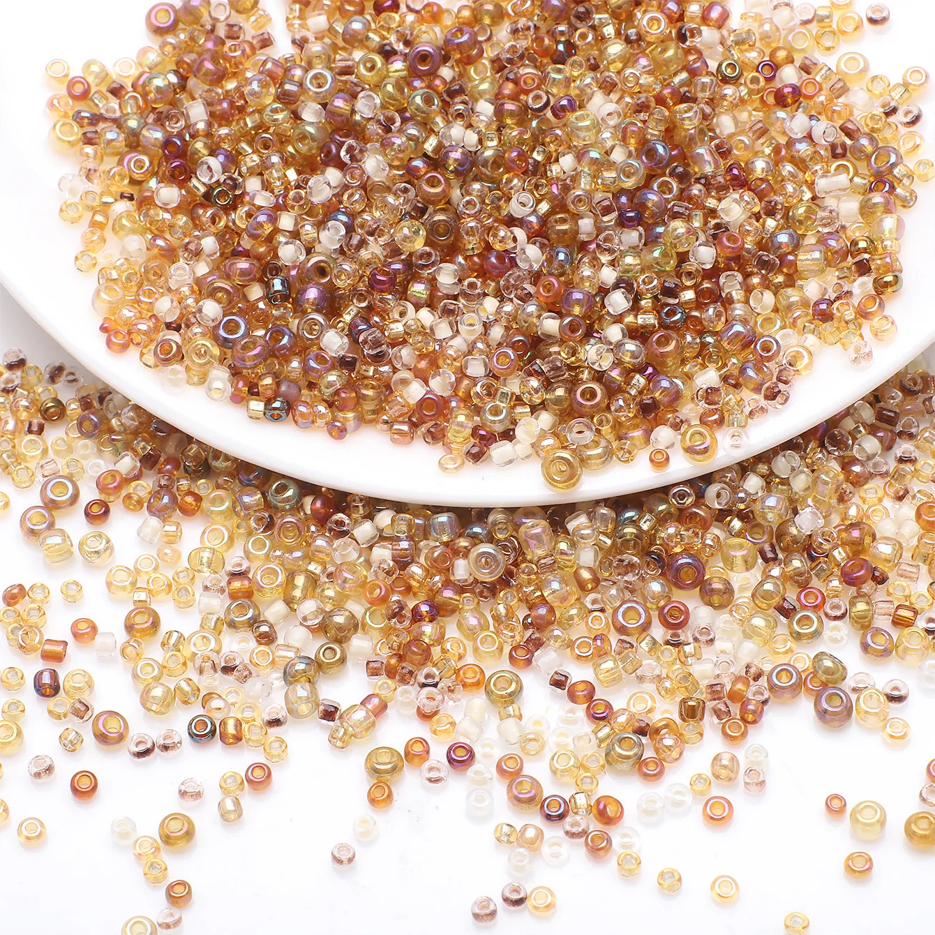 Zhubi 18 Grams Crystals Topaz Seed Beads Mix 11/0 10/0 2mm 3mm Round Glass Beads for Bracelets DIY Charms for Jewelry Making
