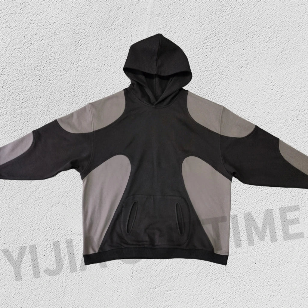 Custom Manufacturer Hoodie Cotton No String Graphic Heavyweight Distressed Vintage Patchwork Streetwear Hoodie