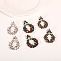 Fashion Shiny Diamond Geometric Dangle Earrings Colorful Rhinestone Crystal Garland Flower Earrings