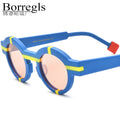 Borregls Matte Acetate Multicolour Polarized Sunglasses UV400 Men Brand Designer Vintage Round Sun Glasses for Women 19282T