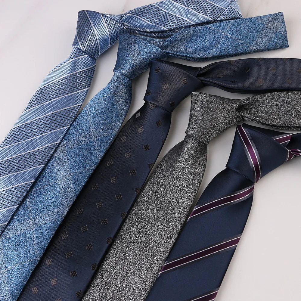 Fashion Neckties Classic Men's Stripe Burgundy Navy Blue Wedding Ties Jacquard Woven Men Solid Tie Polka Dots Neck Ties
