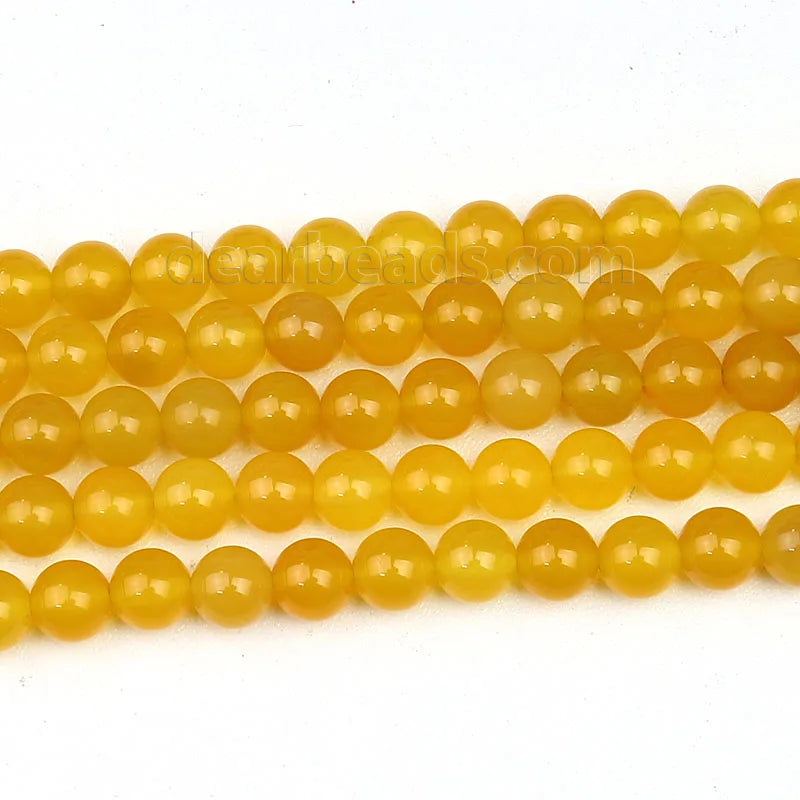 Wholesale Polish Round Smooth Yellow Agate Stone Loose Beads Strands for Jewelry Bracelets Making 4 6 8 10 12 mm