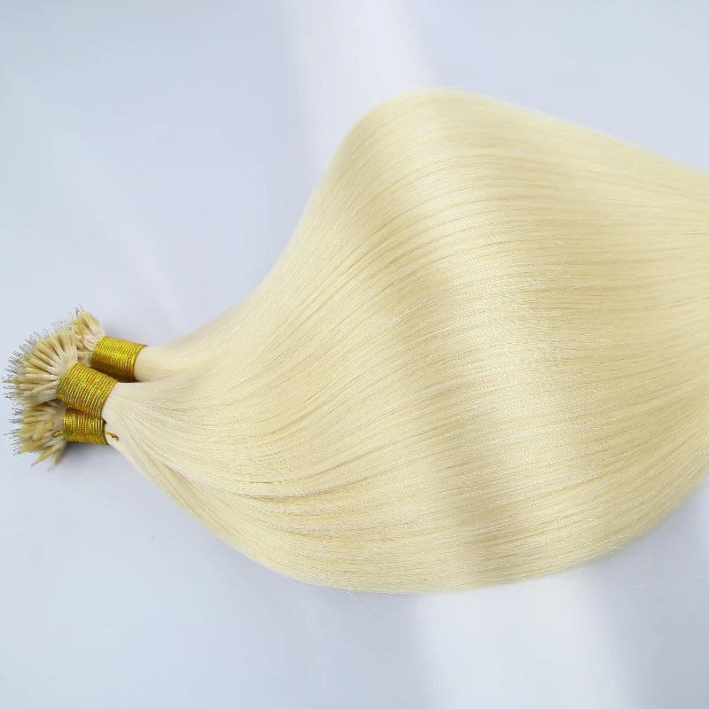Wholesale Price Russian Remy Hair Light Color No Shedding Nano Ring Tip Human Hair Extensions