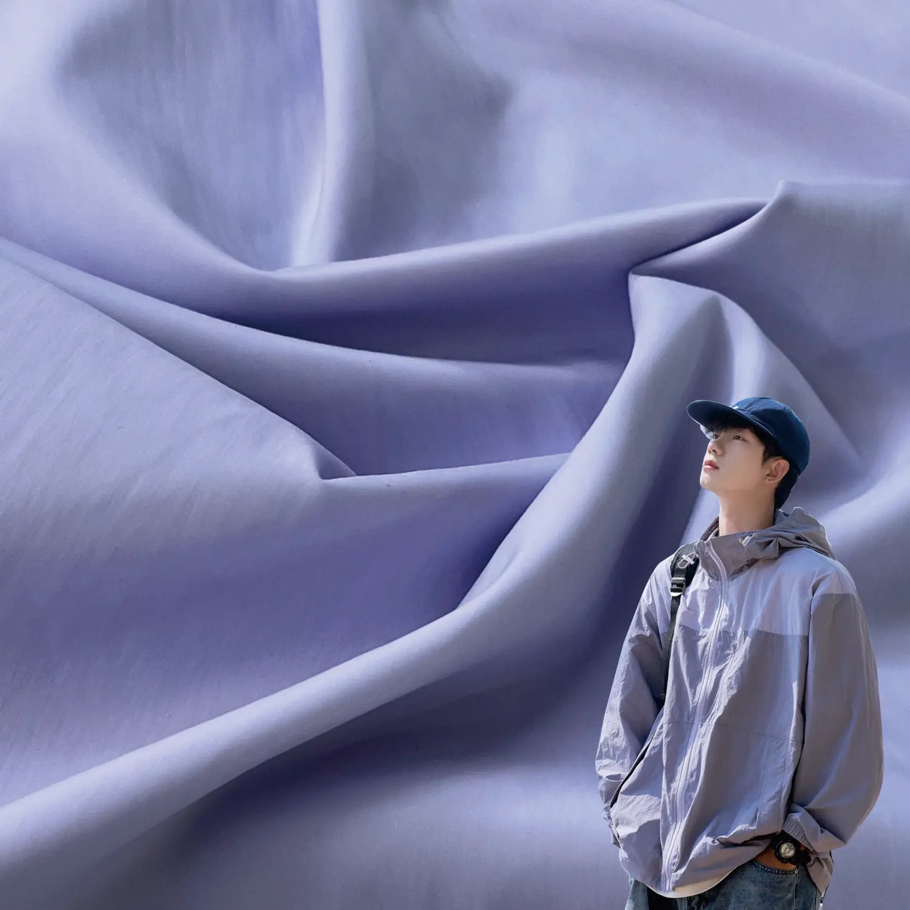 Lightweight Crinkle Nylon Polyester UV Protective UPF 50 Fabric for Sunscreen Sun Protective Clothing
